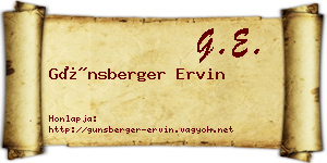 Günsberger Ervin névjegykártya